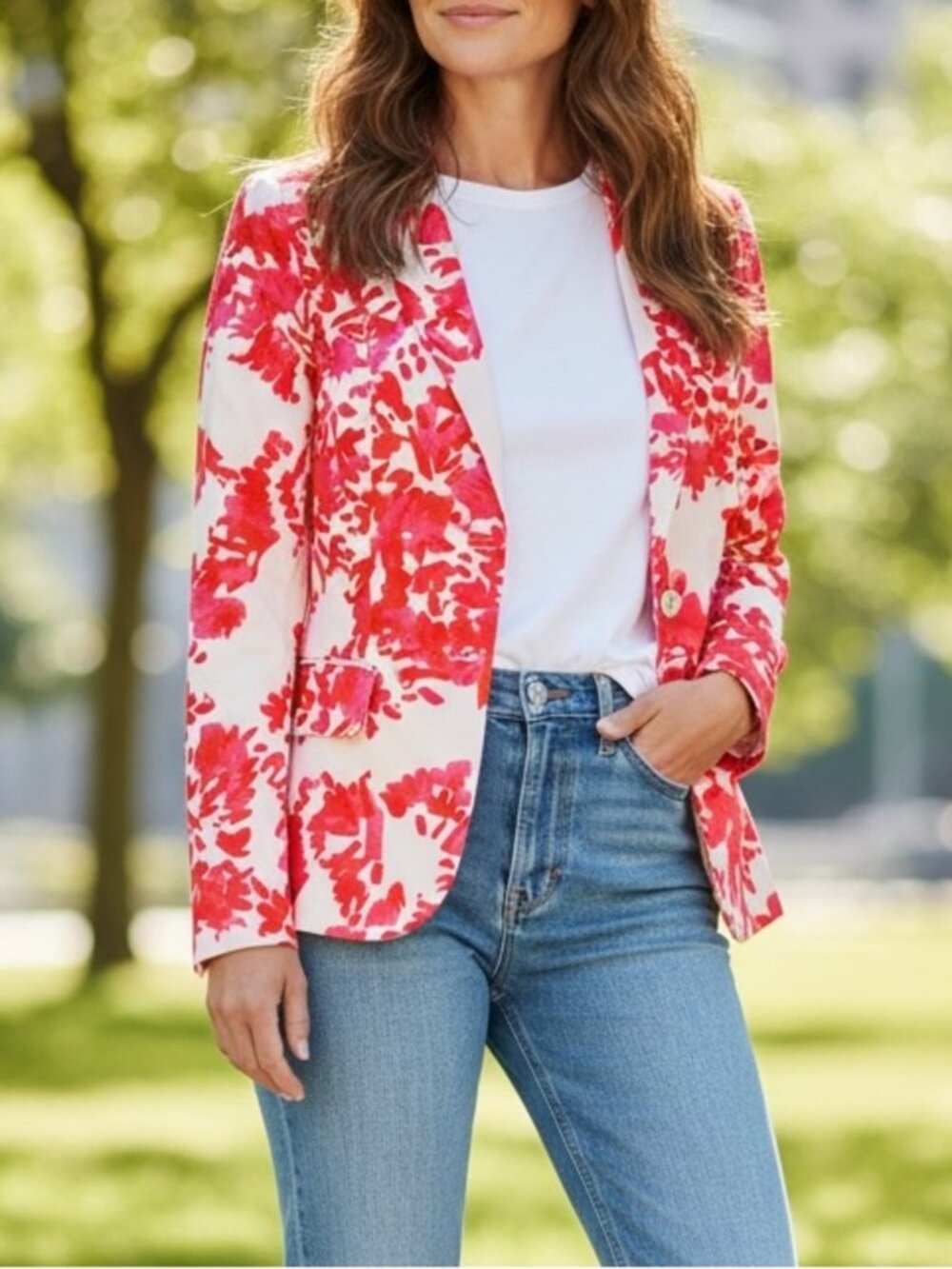 NEW YORK & COMPANY Floral Print Blazer Jacket